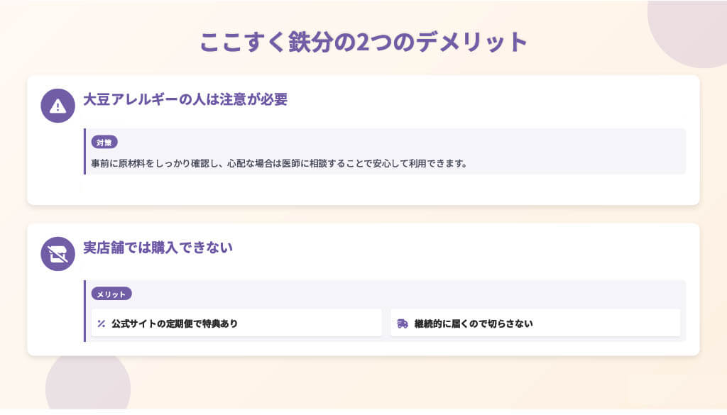 ここすく鉄分のデメリット