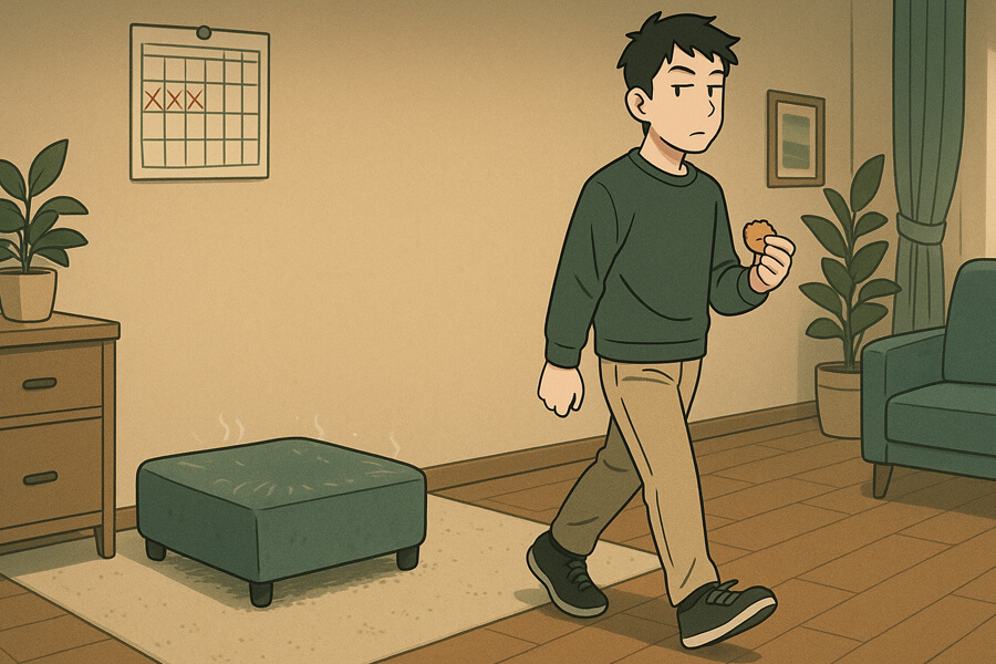 トランポリンクッションを使わなくなった様子のイラスト