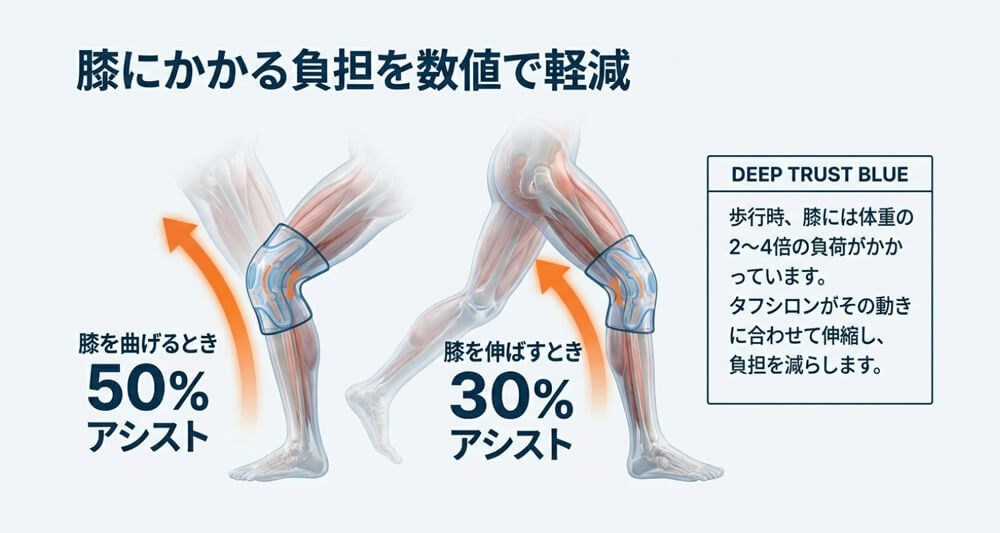 膝の動きに合わせて伸びたり縮んだりする画像